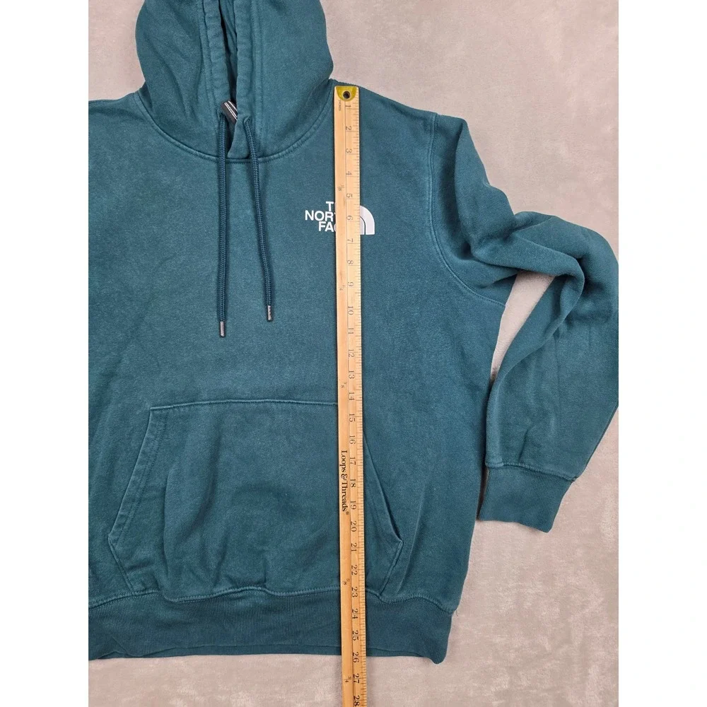 The North Face Hoodie Mens M Green Blue Box Logo Graphic Pullover Sweatshirt